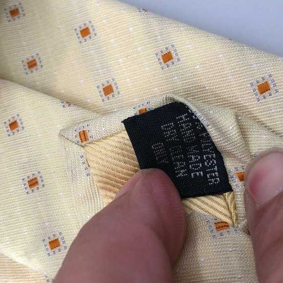 Armando Caruso Yellow Tie with Small Blocks - Picture 4 of 5
